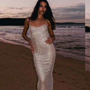 Meski Jasmyn Hot Fix Maxi Dress With Mesh Back